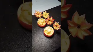 Amazing Apple 🍎 Flower 🌼 shape carving cutting design Skills and decorated ideas in my kitchen Home.