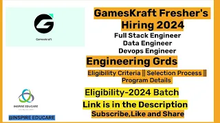 GamesKraft Freshers Hiring 2024 | Off Campus Hiring |Hiring for Full Stack, Data and Devops Engineer