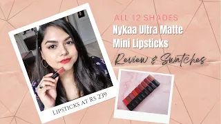 @Nykaa Ultra Matte Mini Lipsticks Review and Swatches All Shades | All 12 Shades