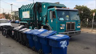 LA Amrep Garbage Trucks on LARGE Cart Lineups