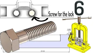 6-Project 47| Clamp-Sided Pipe Vise | SolidWorks Tutorial: screw for the lock