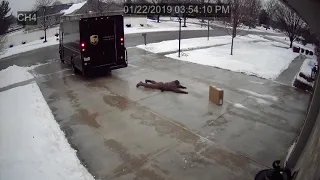 UPS Delivery Guy vs. Icy Driveway