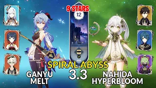 NEW 3.3 Spiral Abyss!│ Ganyu Melt & Nahida Hyperbloom | Floor 12 - 9 Stars | Genshin Impact F2P