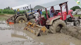 Swaraj 744 FE Stuck in Mud & Mahindra Arjun 555 Tractor stuck in Mud
