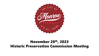 (2023) 11 -28 -  Historic Preservation Commission Meeting
