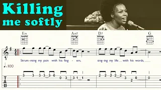 KILLING ME SOFTLY | ROBERTA FLACK | Guitar Lesson | Melody, Chords & Lyrics | TAB & Sheet music