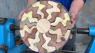 Segmented Woodturning - The Disc has a Novel Twisted Shape