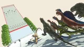 Dinosaurs Giant Slide Obby Race (Jumps/Falls Ragdolls) Animal Revolt Battle Simulator