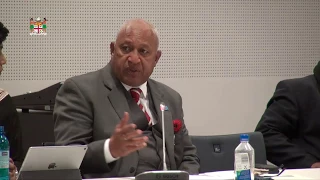 Fijian Prime Minister Frank Bainimarama speeach during the  Fiji delegates briefing