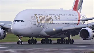 Emirates Airbus A380 EXTREME CLOSE UP Landing, Taxi & Takeoff from Manchester Airport!