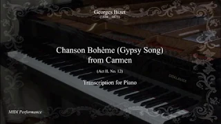 Georges Bizet: Chanson Bohème from Carmen Act II, Piano transcription