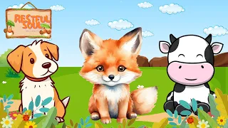 Cute Little Farm Animal Sounds - Dog, Fox, Cow - Music For Relax