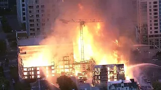 Massive inferno at construction site in Oakland, California