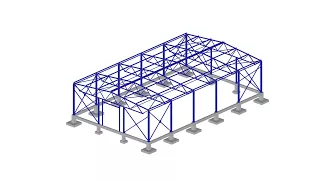 Этапы сборки здания-ангара.Металлоконструкции. 3D моделирование.Строительство каркасных зданий