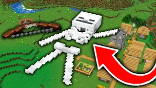 UN ALDEANO ENCUENTRA un ESQUELETO GIGANTE en la ALDEA de MINECRAFT! 😱