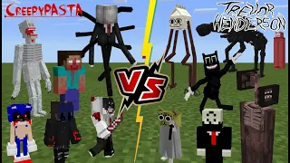 Trevor Henderson Creatures VS CreepyPasta Legends [HORROR BATTLE] (Minecraft PE)