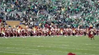 USC Trojan Marching Band taking the field at Notre Dame