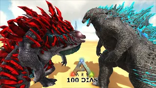 SUPER EJERCITO DE SKULLCRAWLER Y ARMADURA DE MEGA GODZILLA! nuevos kaijus dinosaurios ARK 100 Días