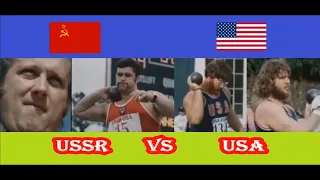 1974 Durham SHOT PUT USA (Stuard & Schmock) vs USSR (Voykin & Yarosh).