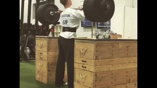 Michelle Smith 240lbs jerk off the blocks weight lifting