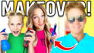 LITTLE SISTERS GIVE BIG BROTHER A MAKEOVER! *DREAM CAR SURPRISE*