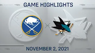 NHL Highlights | Sabres vs. Sharks - Nov. 2, 2021