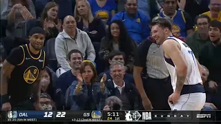 Luka Doncic talks trash to Gary Payton ll after he hits the 3 then it backfires - Funny exchange