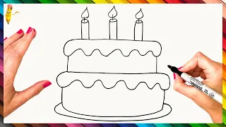 How To Draw A Birthday Cake Easy Step By Step 🎂 Cake Drawing