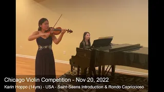 Chicago Violin Competition 2022 - Karin Hoppo (14yrs) - USA - Saint-Saens Intro & Rondo Capriccioso