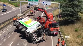 Relevage du camion sur la rocade de Dijon - le 8 juillet 2020