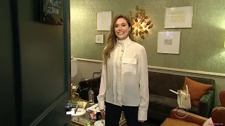 Elizabeth Olsen backstage at James Corden