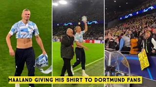 😍 Erling Haaland giving his shirt o Dortmund Fans