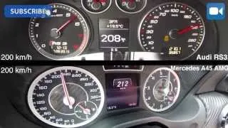 Audi RS3 340 HP vs Mercedes A45 AMG 360 HP 0-240 km/h Acceleration BATTLE!