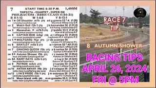 MMTCI LIVE KARERA TIPS & ANALYSIS OF BATANG PISTA  APRIL 26, 2024 FRIDAY RACE TIP @5:00PM