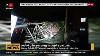 PRAPAD IN BUCURESTI DUPA FURTUNA -  O ANTENA DE MARI DIMENSIUNI A CAZUT PESTE DOUA LOCUINTE_Stiri B1