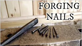 Forging a nail header and a few nails at the new forge