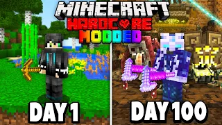 I Survived 100 Days in Hardcore Modded Minecraft.. (1000+ Mods)