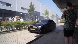 Supercars & Coffee Carstorage Den Haag - Supercars Accelerating & AMG's doing burnouts!