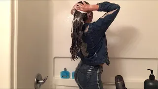 ASMR| Shampoo Shower with Jeans and Jean Jacket🚿 (Super relaxing)😴