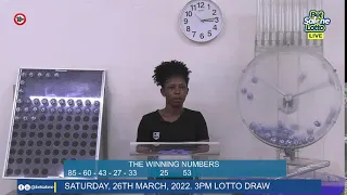 SATURDAY, 26TH MARCH, 2022. 3PM LOTTO DRAW