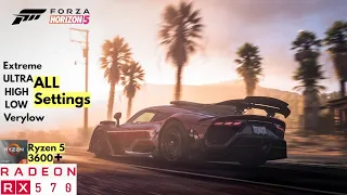 Forza Horizon 5  | Ryzen 5 3600 + RX 570 4GB +16GB RAM  | 1080P All Settings Tested