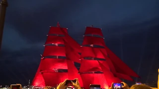 Алые паруса 2019 СПб. Фейерверк над Невой и парусник с алыми парусами ч2 Red Sails 2019 Firework SPb