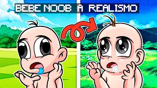 BEBE NOOB JUEGA MINECRAFT PERO ES REALISTA 😱 EL MUNDO DE BEBE NOOB ES REALISTA