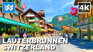 [4K] Lauterbrunnen Valley Switzerland 🇨🇭 Scenic Walking Tour Vlog & Vacation Travel Guide 🎧