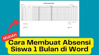 ✅ Cara Membuat Absen Daftar Hadir Siswa 1 Bulan di Word