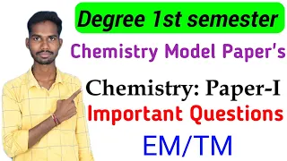 Degree 1st semester chemistry model Papers and important Questions & Answers PDFs #danduvenkatramlu