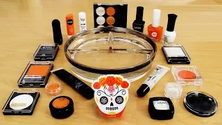 Mixing Makeup Eyeshadow Into Slime! Black vs White vs Orange Special Series Satisfying Slime Video