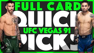 UFC VEGAS 91 QUICK PICKS | FULL CARD PREDICTIONS | Nicolau vs Perez | Jacob's Picks #UFCVegas91