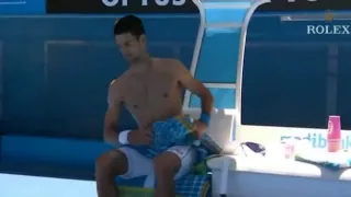 2012 Australian Open Djokovic, Entertainer on court- funny