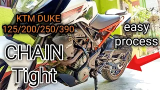 How To Checking & Adjust Chain Slack Of A Motorcycle KTM Duke or RC 125/200/390 | 2024